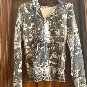 Mollo Rello “Save My World” Sequin Graffiti Print Hooded Full Zip Sweatshirt S